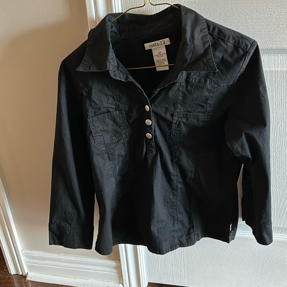 Roots Black Cotton Tunic Top